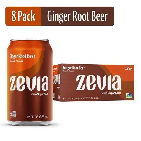 Zevia Zero Calorie No Sugar Ginger Root Beer Soda Pop Fl Oz