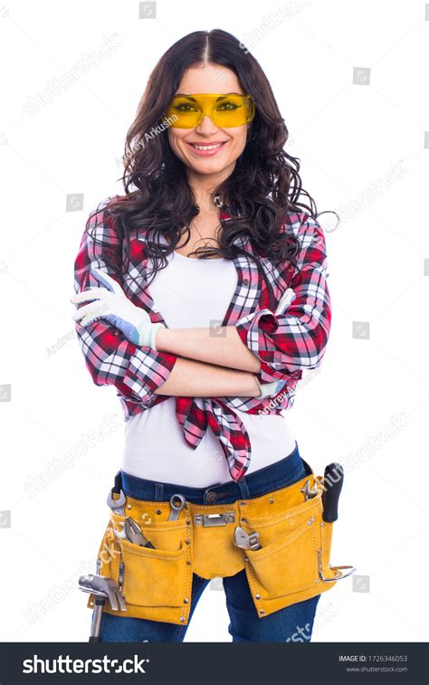 Project Satisfaction Sexy Brunette Woman Mechanic Stock Photo Edit Now