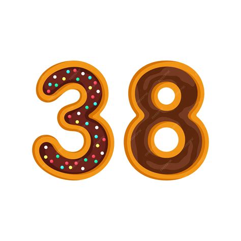 Premium Vector | 38 number sweet glazed doughnut vector illustration