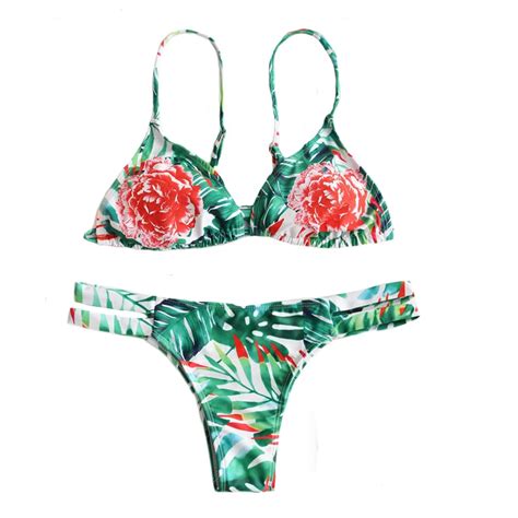 Floral Printed Push Up Padded Swimwear Swimsuits Summer New Bikini Set