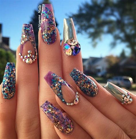 Uñas brillosas Glam Nails Hot Nails Bling Nails Beauty Nails Makeup Nails Hair And Nails