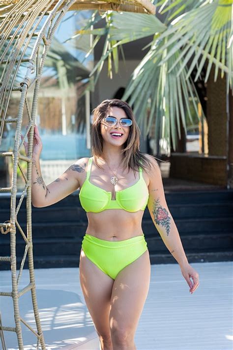 Biquini meia taça hot pant canelado neon Lullus