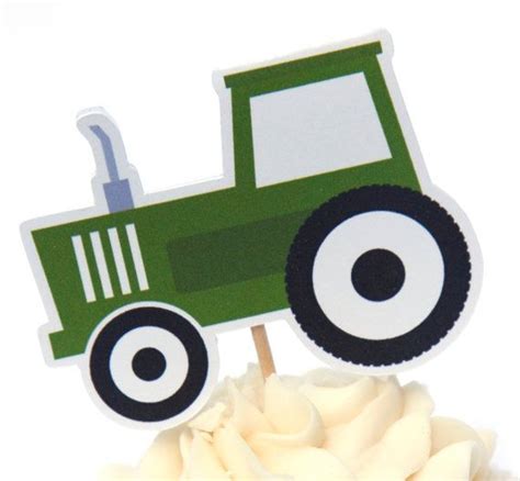 Tractor Birthday Party Set Of 12 Tractor Cupcake Toppers By