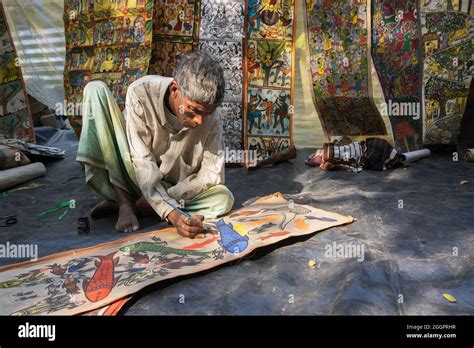 PINGLA, WEST BENGAL , INDIA - NOVEMBER 16TH 2014 : Colourful paintings ...