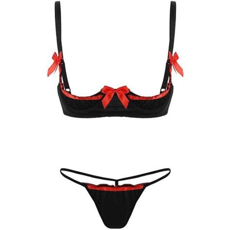 Femme Ensemble Lingerie Sexy Ouverte Body String Erotique Soutien Gorge Sein Nu Nuisette