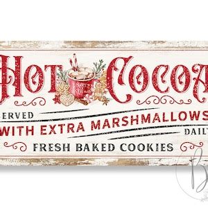 Hot Cocoa Sign Hot Cocoa Bar Sign Farmhouse Christmas Signs Decor Christmas Wall Art Canvas