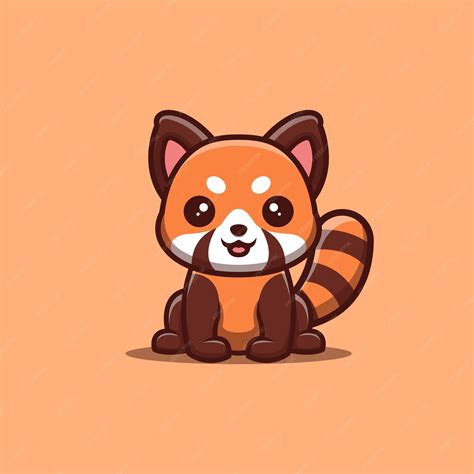 Premium Vector Red Panda Sitting Happy Cute Creative Kawaii Cartoon Mascot Logo