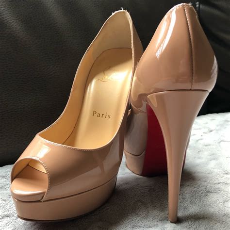 Christian Louboutin Nude Lady Peep Patent Gem
