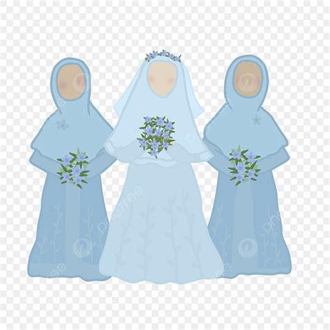 Bridesmaid With Blue Gown Bridesmaid Wedding Muslimah Png