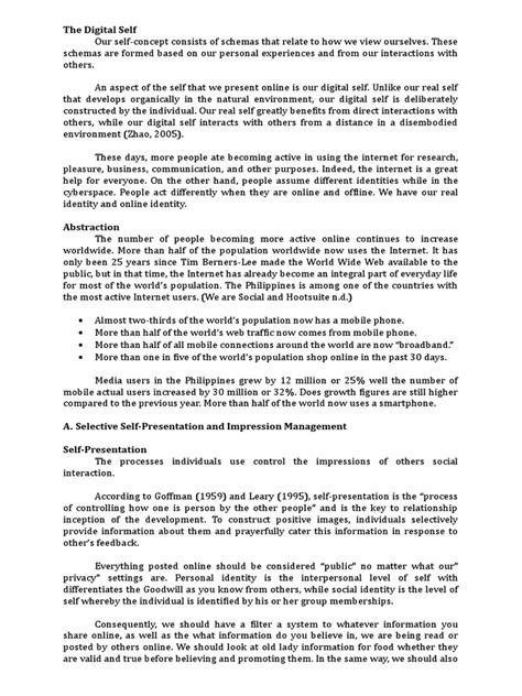 Understanding The Self The Digital Self Pdf Online And Offline
