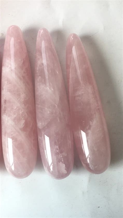 Natural Rose Quartz Crystal Dildo Yoni Healing Sex Toy Crystal Penis Crystal Massage Wands For