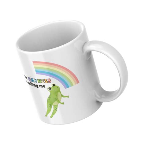 Funny Gay Lgbt Queer Joke Mug Frog And Rainbow By Plum And Peach