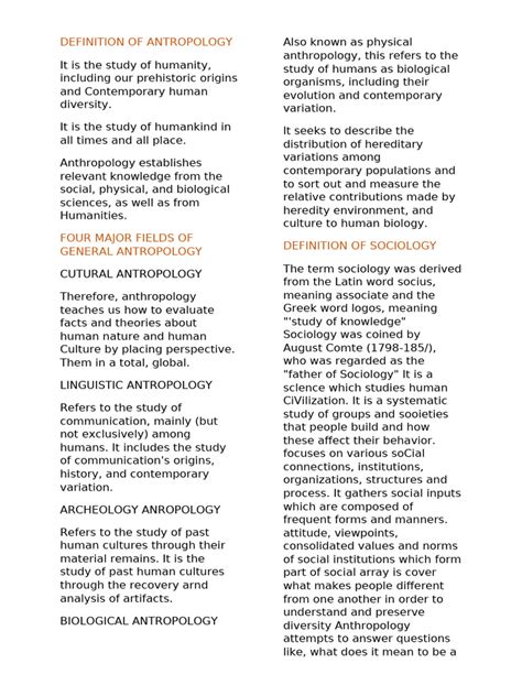 Definition Of Antropology Pdf