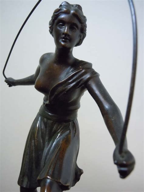 Art Deco Bronze Sculpture Of Atalanta Semi Nude On Marble Base Etsy