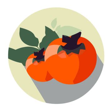 Two Persimmons In A Round Circle Vector A Simplistic Colorful Icon Of