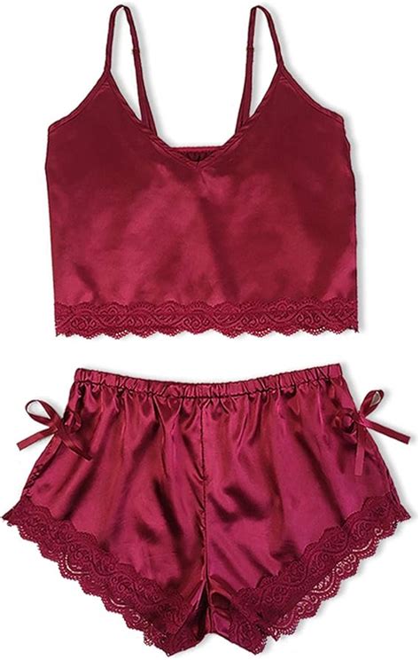 COMIOR Dessous Set Damen Sexy Rot Spitze Unterwäsche Weste BH Lingerie und Bowknot Kurze Hose