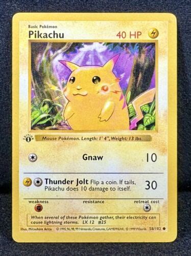 Pikachu RED CHEEKS 1st EDITION Base Set SHADOWLESS FAT Stamp 58 102