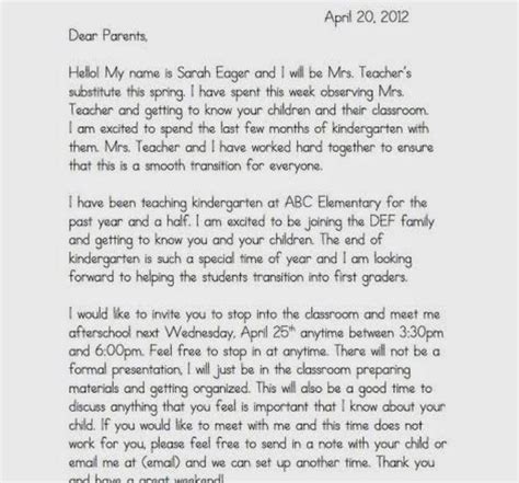 Dear Parents Letter From Teacher Letter Hjw
