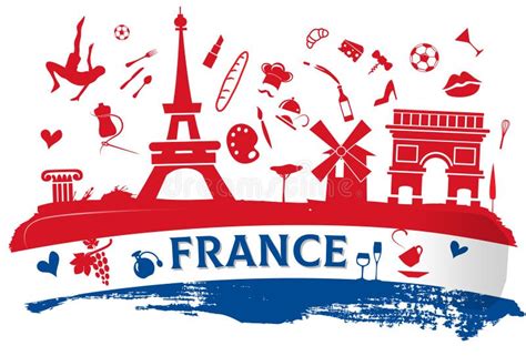 France Travel Banner With Icon And Monuments Stock Vector