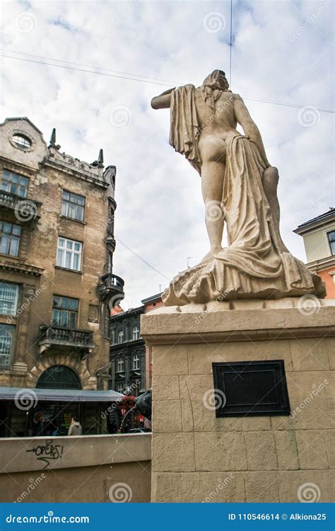 Closeup Backside Ancient Statue Half Naked Woman Editorial Stock Image