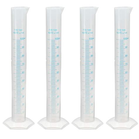 Nuannuan 4 Pieces 100ml Plastic Graduated Cylinder Beaker Science Measuring Test Tube Flask 2