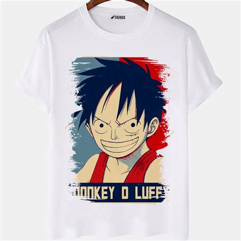 Camiseta Masculina Monkey D Luffy One Piece Anime Arte Camisa Blusa