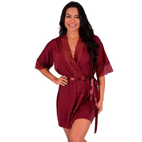 Robe Roup O Hoby Microfibra Renda Luxo Sensual Conforto Noiva Lua De Mel Ch De Lingerie