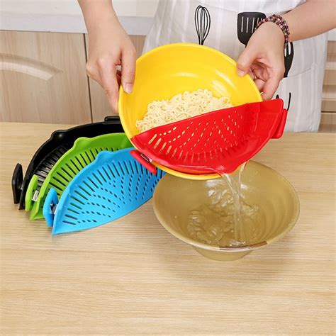 Kitchen Extras Silicone Clip On Strainer Durable Sieve Fruit Vegetable