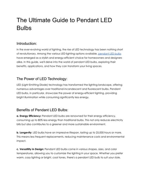 ultimate guide  pendant led bulbs liquid led powerpoint