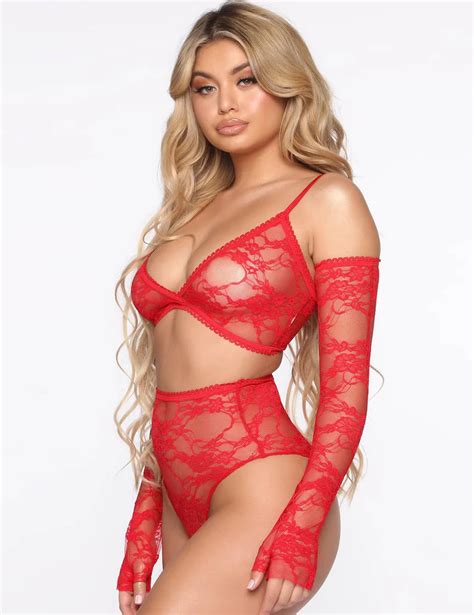 See Through Sexy Womens Full Lace High Stretch Bra Panty Set With Sleeves The Lingerie City