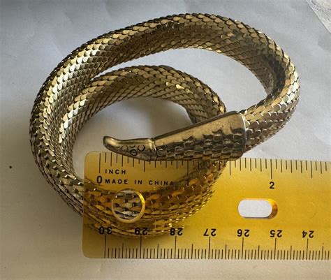 Vintage Whiting Davis Snake Coil Mesh Gold Tone Sna Gem