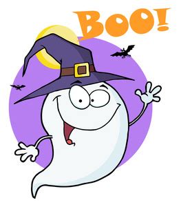 Spooky Ghost Saying, "BOO!" | Halloween Clipart