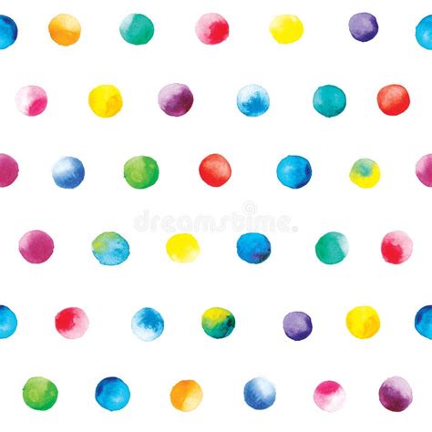 Tile Vector Pattern With Pastel Polka Dots On White Background Stock