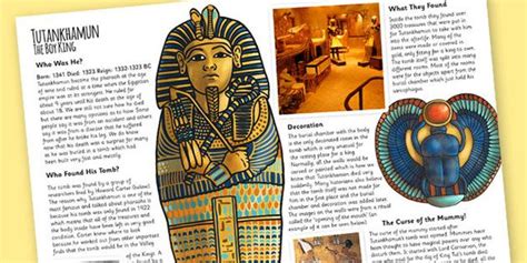 The Ancient Egyptians Tutankhamuns Tomb Information Print Out Egypten