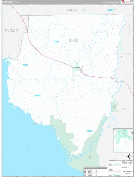 Dixie County, FL Zip Code Map - Premium