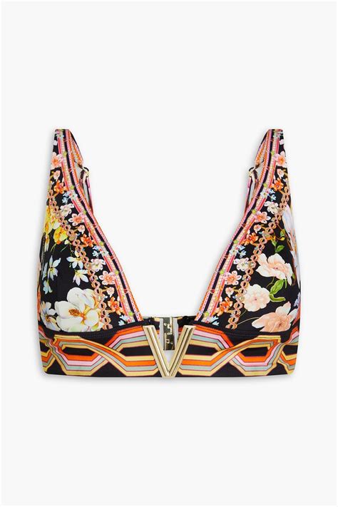 CAMILLA Embellished Printed Triangle Bikini Top THE OUTNET