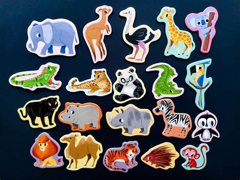 Safari animals magnets for kids Set of 20 wild animals | Etsy