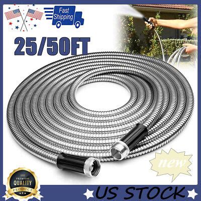 Stainless Steel Metal Garden Water Hose Pipe Ft Ft Flexible