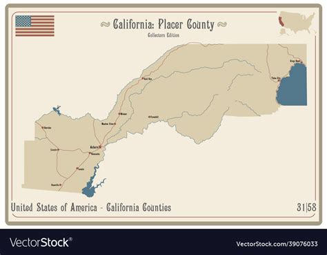 map  placer county  california royalty  vector image