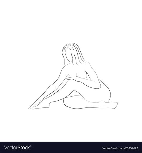 Hand Drawn Naked Female Sitting Royalty Free Vector Image