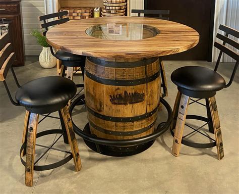 Whiskey Barrel Pub Table 36" High w/4 Swivel Bar Stools | Deutsch ...