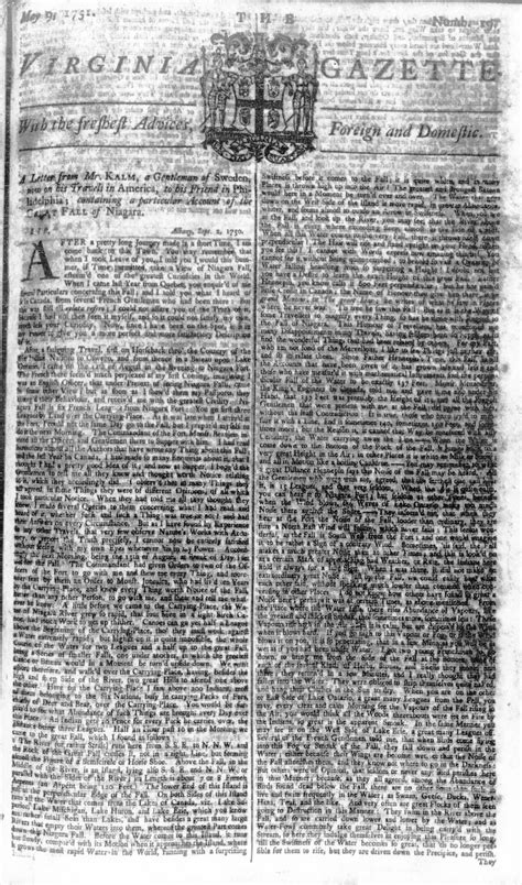 Virginia Gazette: Hunter, May 09, 1751, pg. 1 | The Colonial