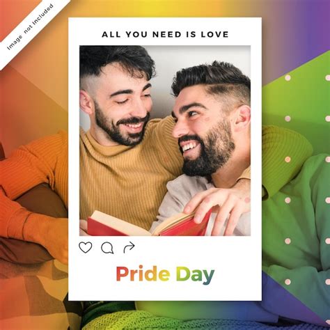 Premium Vector Celebrating Lgbtq Love Instagram Post With Two Gay Men And Pride Colors