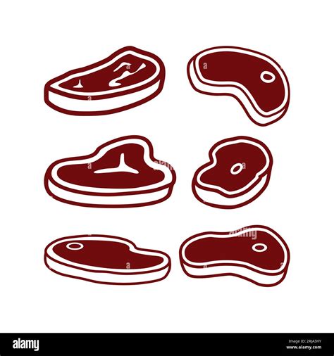 Steak Meat Beef Icon Set Vector Stock Vector Image And Art Alamy