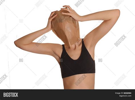 Woman With A Paper Bag Over Her Head Stock Photo Stock Images Bigstock