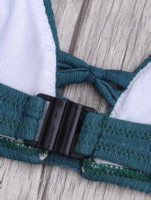 Criss Cross Spaghetti Strap Texture Bikini Set In Hunter Zaful