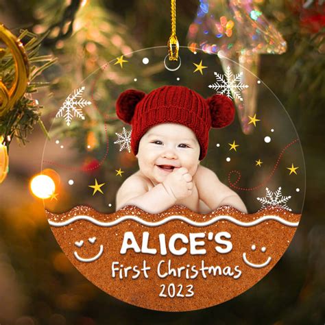 Baby First Christmas Personalized Ornament With Baby Photo Sandjest