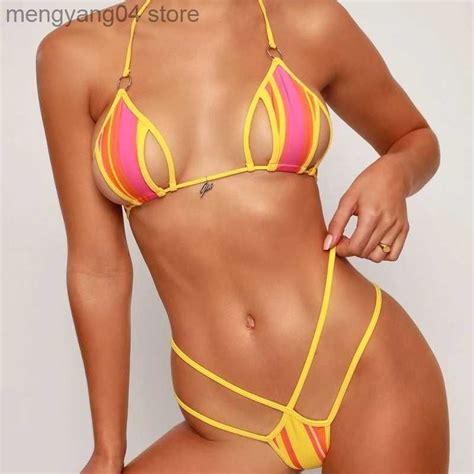 Sexy Thong Micro Bikinis Women Swimsuits Solid Push Up Swimwear Female Bikini Set Brazilian