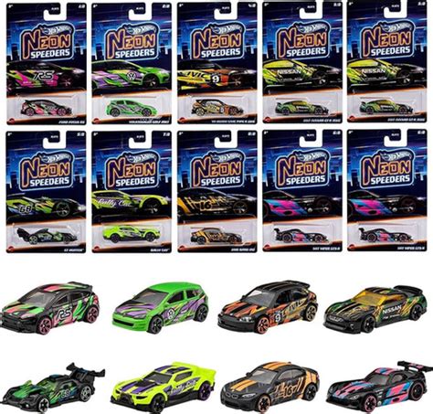 Complete Set Neon Speedsters HLH Hot Wheels Mattel Big Potato NZ