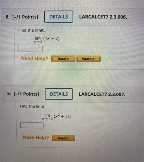 Solved 8 1 Points DETAILS LARCALCET7 2 3 006 Find The Chegg